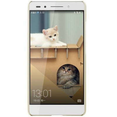 Huawei Honor 7 Nillkin Frosted Shield auksinis plastikinis dėklas + apsauginė ekrano plėvelė / Priedai.lt