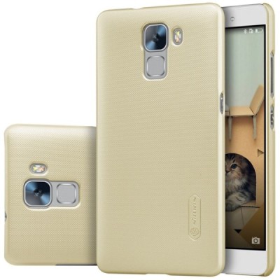 Huawei Honor 7 Nillkin Frosted Shield auksinis plastikinis dėklas + apsauginė ekrano plėvelė / Priedai.lt