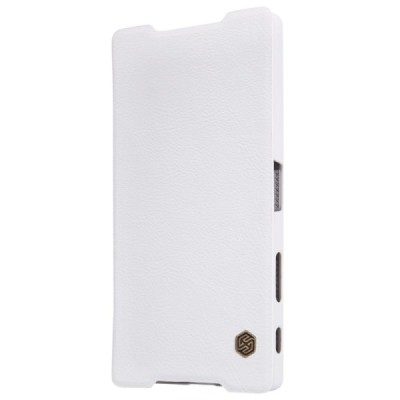 Greznais „Nillkin“ Qin sērijas ādas atvērams balts Sony Xperia Z5 Premium maciņš (maks) / Vacins.lv