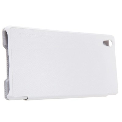 Greznais „Nillkin“ Qin sērijas ādas atvērams balts Sony Xperia Z5 Premium maciņš (maks) / Vacins.lv