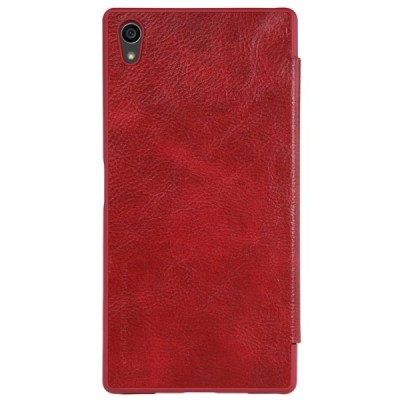 Greznais „Nillkin“ Qin sērijas ādas atvērams sarkans Sony Xperia Z5 Premium maciņš (maks) / Vacins.lv