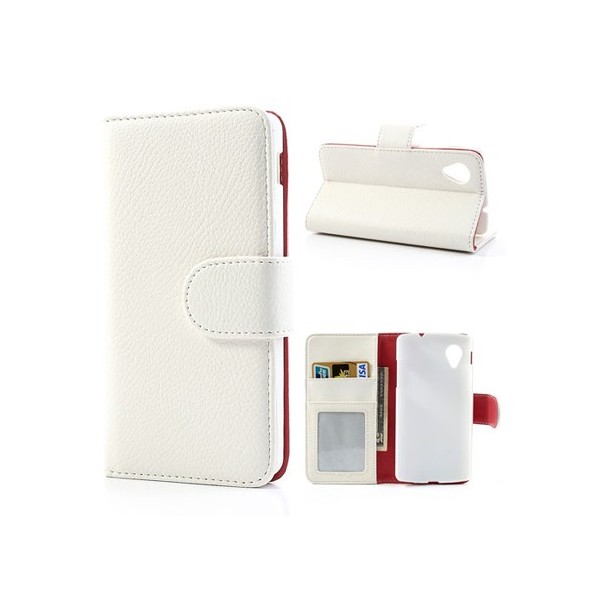 „Litchi“ odinis dėklas, piniginė - baltas (Nexus 5)