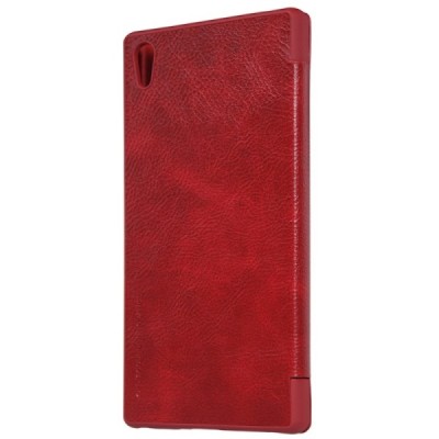 Greznais „Nillkin“ Qin sērijas ādas atvērams sarkans Sony Xperia Z5 Premium maciņš (maks) / Vacins.lv