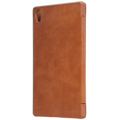 Greznais „Nillkin“ Qin sērijas ādas atvērams brūns Sony Xperia Z5 Premium maciņš (maks) / Vacins.lv