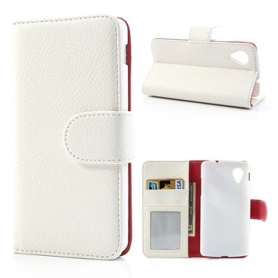 „Litchi“ odinis baltas LG Nexus 5 E980 dėklas - piniginė / Priedai.lt