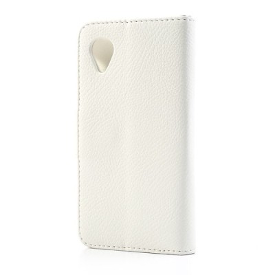 „Litchi“ odinis baltas LG Nexus 5 E980 dėklas - piniginė / Priedai.lt