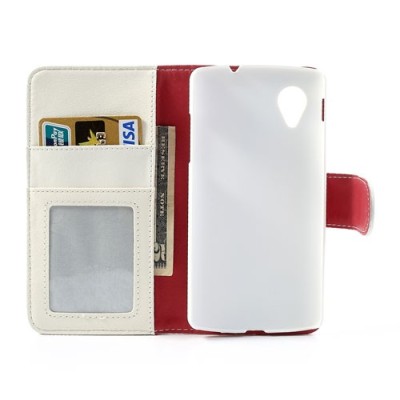 „Litchi“ odinis baltas LG Nexus 5 E980 dėklas - piniginė / Priedai.lt
