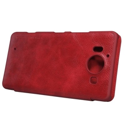 Prabangus „Nillkin“ Qin serijos raudonas odinis atverčiamas Microsoft Lumia 950 dėklas / Priedai.lt