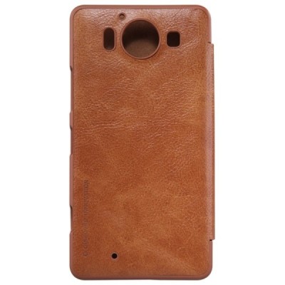 Greznais „Nillkin“ Qin sērijas ādas atvērams brūns Microsoft Lumia 950 maciņš (maks) / Vacins.lv