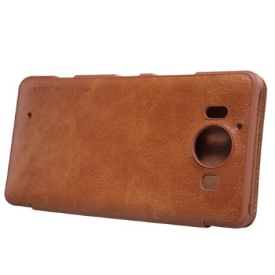 Greznais „Nillkin“ Qin sērijas ādas atvērams brūns Microsoft Lumia 950 maciņš (maks) / Vacins.lv