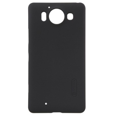 Microsoft Lumia 950 Nillkin Frosted Shield melns plastmasas apvalks + ekrāna aizsargplēve / Vacins.lv