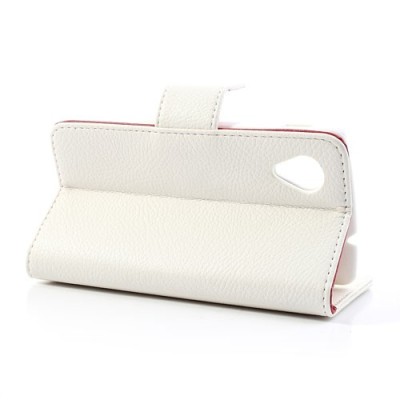 „Litchi“ odinis baltas LG Nexus 5 E980 dėklas - piniginė / Priedai.lt