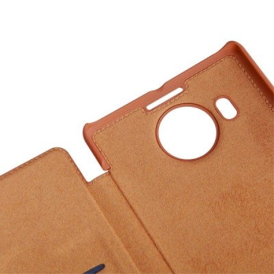 Prabangus „Nillkin“ Qin serijos rudas odinis atverčiamas Microsoft Lumia 950 XL dėklas / Priedai.lt