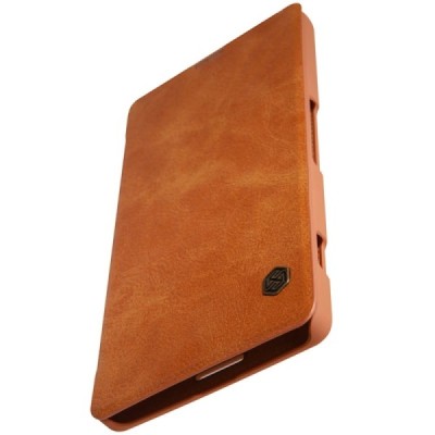 Prabangus „Nillkin“ Qin serijos rudas odinis atverčiamas Microsoft Lumia 950 XL dėklas / Priedai.lt