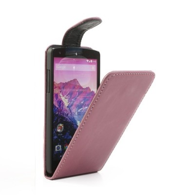 Atverčiamas odinis rožinis LG Nexus 5 E980 dėklas (dėkliukas) / Priedai.lt