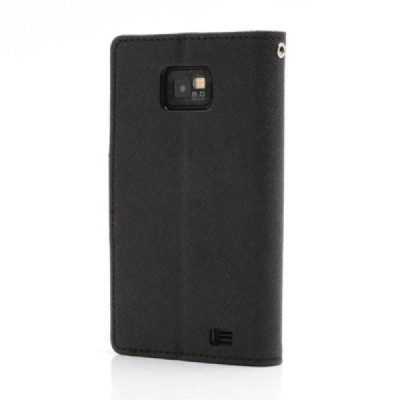 „Mercury“ Samsung Galaxy S2 juodas odinis atverčiamas dėklas - piniginė / Priedai.lt