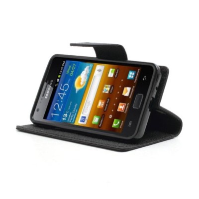 „Mercury“ Samsung Galaxy S2 juodas odinis atverčiamas dėklas - piniginė / Priedai.lt