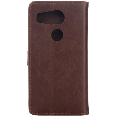 LG Nexus 5X atverčiamas tamsiai rudas odinis retro dėklas - piniginė / Priedai.lt