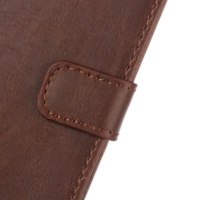 LG Nexus 5X atverčiamas tamsiai rudas odinis retro dėklas - piniginė / Priedai.lt