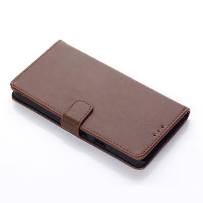 LG Nexus 5X atverčiamas tamsiai rudas odinis retro dėklas - piniginė / Priedai.lt