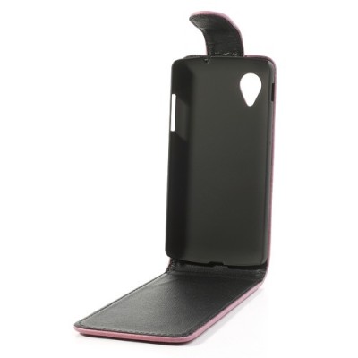 Atverčiamas odinis rožinis LG Nexus 5 E980 dėklas (dėkliukas) / Priedai.lt