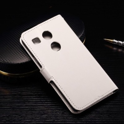 LG Nexus 5X atverčiamas baltas odinis dėklas - piniginė / Priedai.lt