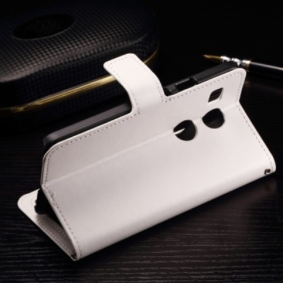 LG Nexus 5X atverčiamas baltas odinis dėklas - piniginė / Priedai.lt