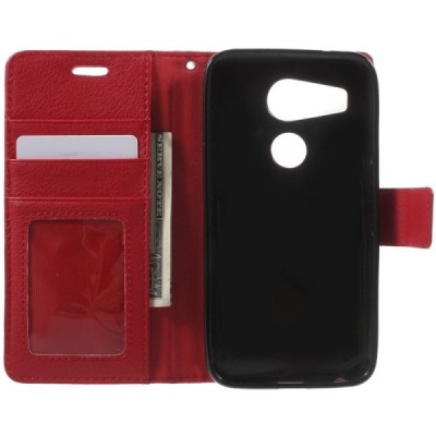 LG Nexus 5X atverčiamas raudonas odinis dėklas - piniginė / Priedai.lt