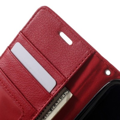 LG Nexus 5X atverčiamas raudonas odinis dėklas - piniginė / Priedai.lt