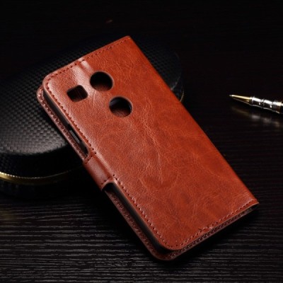 LG Nexus 5X atvēramais ādas brūns maciņš (maks) / Vacins.lv