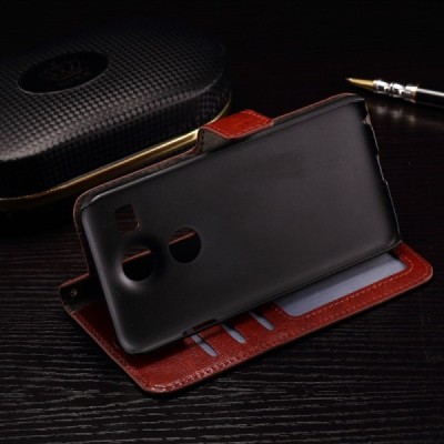 LG Nexus 5X atvēramais ādas brūns maciņš (maks) / Vacins.lv