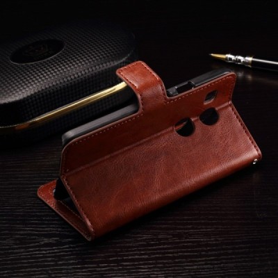 LG Nexus 5X atvēramais ādas brūns maciņš (maks) / Vacins.lv