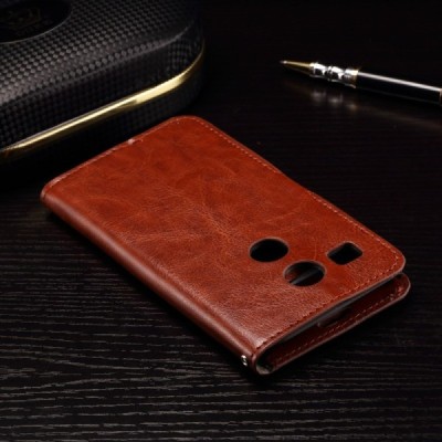 LG Nexus 5X atvēramais ādas brūns maciņš (maks) / Vacins.lv