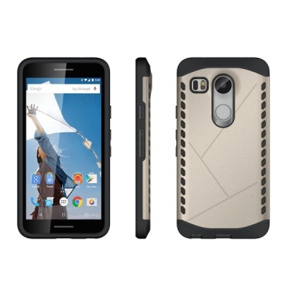 Sustiprintos apsaugos LG Nexus 5X auksinis kieto silikono (TPU) ir plastiko dėklas / Priedai.lt