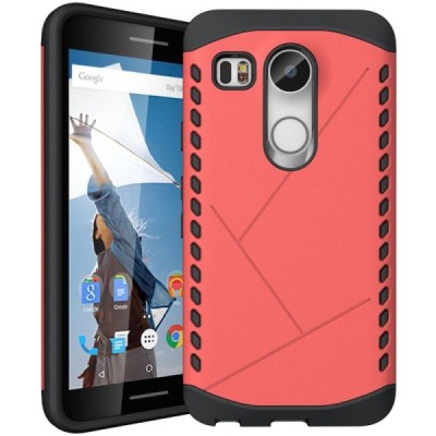 Sustiprintos apsaugos LG Nexus 5X raudonas kieto silikono (TPU) ir plastiko dėklas / Priedai.lt