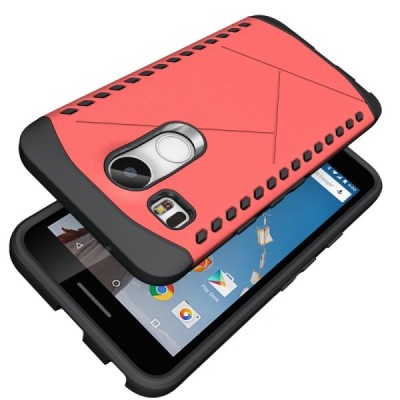 Sustiprintos apsaugos LG Nexus 5X raudonas kieto silikono (TPU) ir plastiko dėklas / Priedai.lt