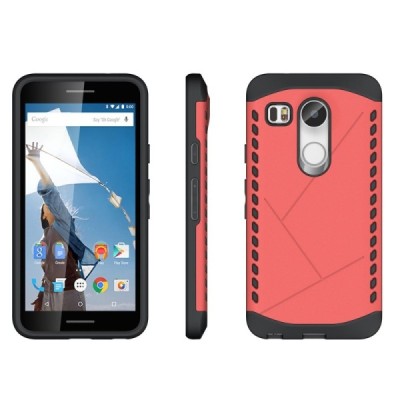Sustiprintos apsaugos LG Nexus 5X raudonas kieto silikono (TPU) ir plastiko dėklas / Priedai.lt