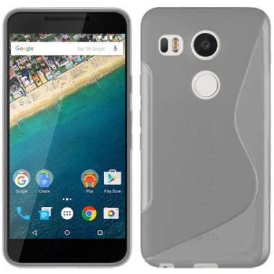 LG Nexus 5X kieto silikono TPU skaidrus pilkas dėklas - nugarėlė / Priedai.lt