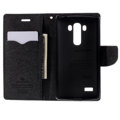 LG G4s Mercury atvērams melns maciņš (maks) / Vacins.lv