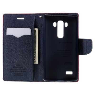 LG G4s Mercury raudonas atverčiamas dėklas - piniginė / Priedai.lt