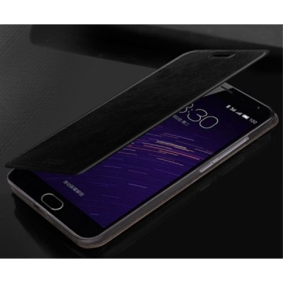 Meizu MX5 „Mofi“ Rui sērijas melns ādas atvērams maciņš / Vacins.lv
