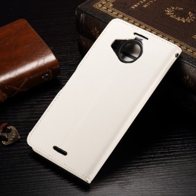 Microsoft Lumia 950 XL atvēramais ādas balts maciņš (maks) / Vacins.lv