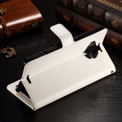 Microsoft Lumia 950 XL atvēramais ādas balts maciņš (maks) / Vacins.lv