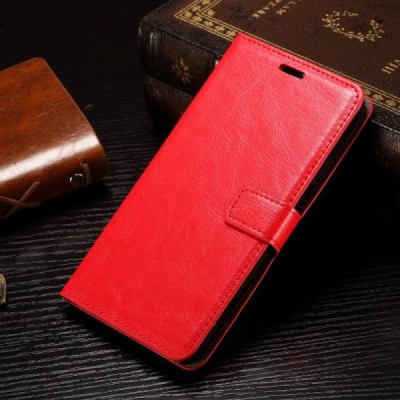 Microsoft Lumia 950 XL atvēramais ādas sarkans maciņš (maks) / Vacins.lv