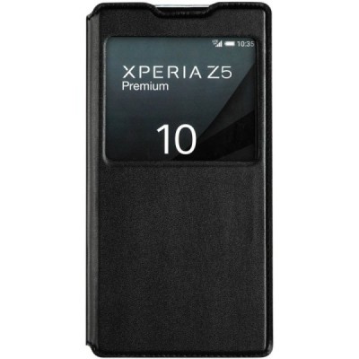 Sony Xperia Z5 Premium „Kalaideng“ Sun atverčiamas juodas dėklas - knygutė / Priedai.lt