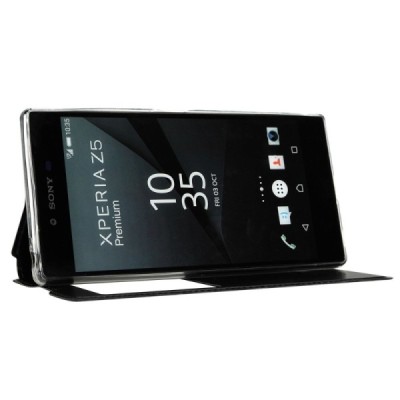 Sony Xperia Z5 Premium „Kalaideng“ Sun atverčiamas juodas dėklas - knygutė / Priedai.lt