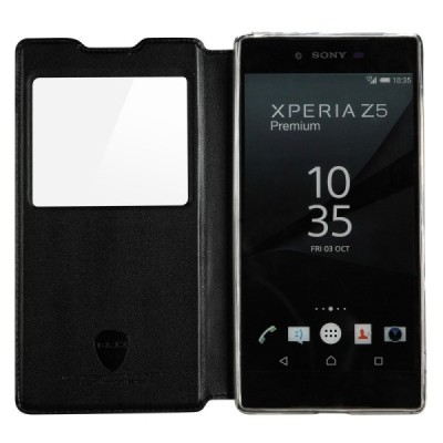 Sony Xperia Z5 Premium „Kalaideng“ Sun atverčiamas juodas dėklas - knygutė / Priedai.lt