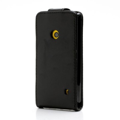 Nokia Lumia 520 klasisks ādas vertikāli atvēramais melns futrālis / Vacins.lv