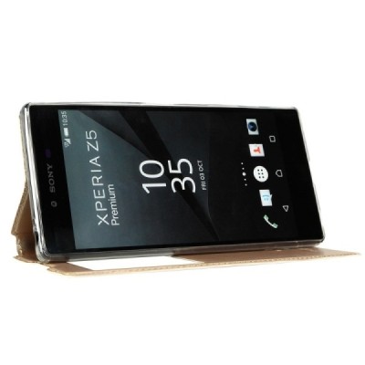 Sony Xperia Z5 Premium „Kalaideng“ Sun atverčiamas auksinis dėklas - knygutė / Priedai.lt