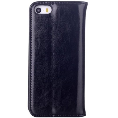 Apple iPhone SE (5, 5s) solidus atverčiamas juodas odinis dėklas - knygutė / Priedai.lt